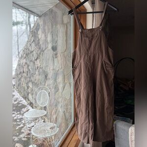 Brown wide leg cotton Women's Jumpsuit